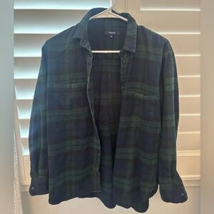 Madewell Green and Black Plaid Shirt
